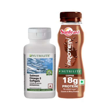 Nutrilite Salmon Omega-3 Softgels (60N pack) with Sunfeast Protein Shake by Nutrilite (Pack of 6)